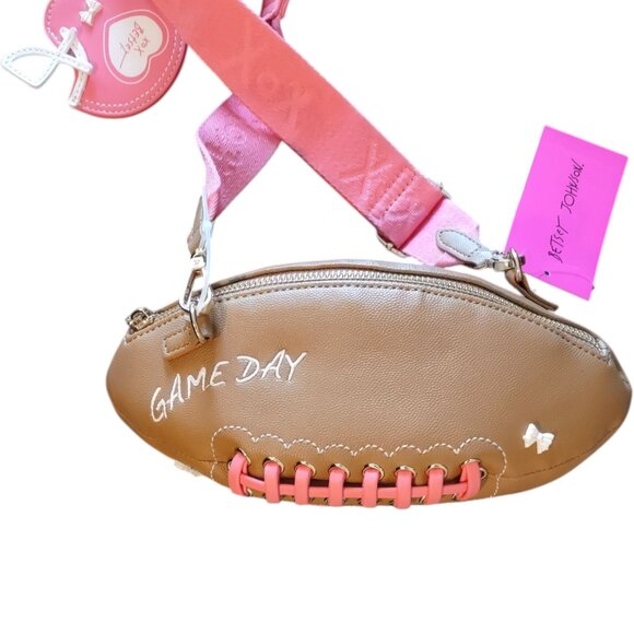 Betsey Johnson Game Day Crossbody Football Purse Helmet Charm NWT - Picture 9 of 13